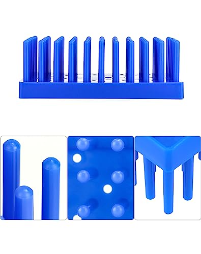 QWORK Test Tube Rack, Plastic Spike Drying Rack Holds, 4 Pack, 66-Position, for 12-16 mm Tubes, Blue - color: 4 Pack