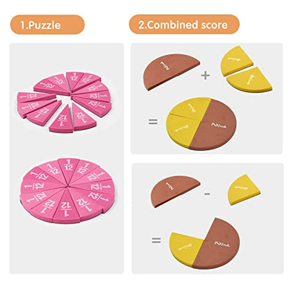 Magnetic Fraction Tiles Circles 51 pcs Fraction Bars Set - style: 51 PCS