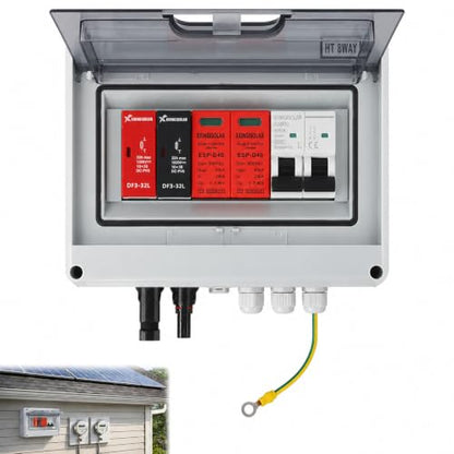 600V Solar PV Combiner Box, 1 String DC Disconnect Box with 15A Fuse - color: White-1 inputs and 1 Output