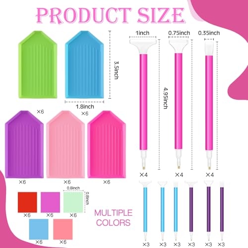Affrolling 90 Pcs Diamond Art Tools, Drill Pens Trays Glue Clay - color: Multicolor
