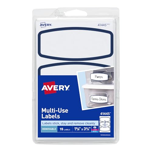 Avery® Removable Multi-Use Labels, Blue Border, 3.75 x 1.625 Inches, Pack of 15 (41445)