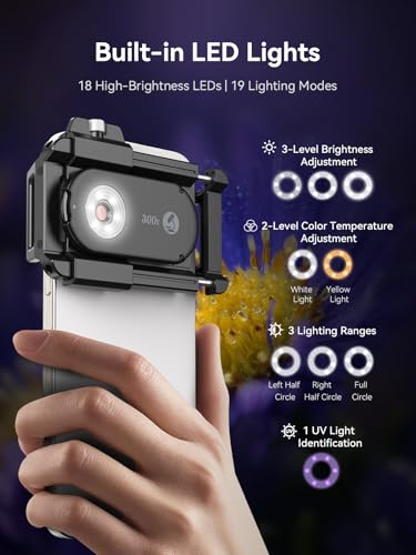 MIAO LAB 300X Phone Microscope Lens, Phone Camera Micro Lens with Universal Clip/LED Light/CPL, Mini Pocket Microscope Attachment for iPhone 17/16/15/14/13 Series and Most Smartphone MS300(300X)