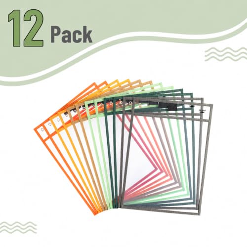 Mr. Pen- Reusable Dry Erase Pocket Sleeves, 10" x 14", 12 Pack, Colorful - color: Autumn, size: 12 Pack