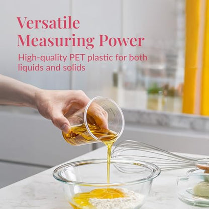 Prestee 50 Disposable Measuring Cups 8 oz - Plastic Paint Measuring Cups and Disposable Mixing Cups for Epoxy Resin - Versatile, Clear Measurement for Wet and Dry Ingredients for Baking and Crafting