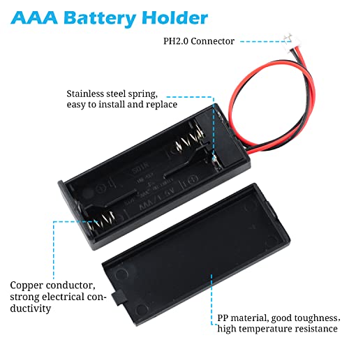 Battery Holder - 5 PCS 3V AAA Battery Case Cover Storage Box with ON/Off Switch and Wire Leads PH2.0 JST Connector Male for BBC Micro:bit Arduino