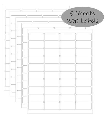 Arlig 2x1 Inch Waterproof Labels for Inkjet Printers Smudge-Proof, Oil-Proof Label for Bottles, Pantry, Lip Gloss, Jars, Food, and Essential Oils | 200 Labels (5 Letter Size Sheets, 40/Sheet) (Matte)