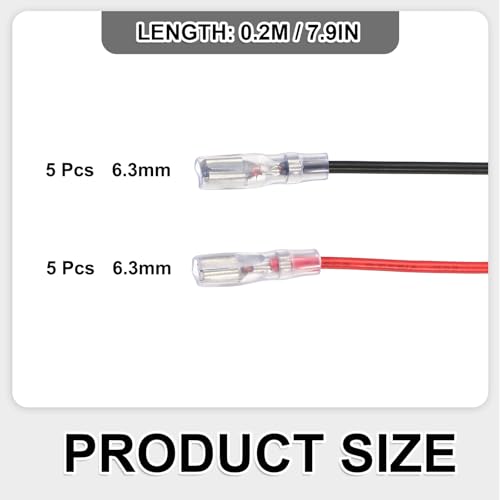 MECCANIXITY 10pcs Double Head Female Spade Crimp Terminal 6.3mm 20cm Wires - size: 6.3mm, 20cm L