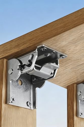 90 Degree Folding Hinge Set of 2, self-Locking Hinge - color: Silver