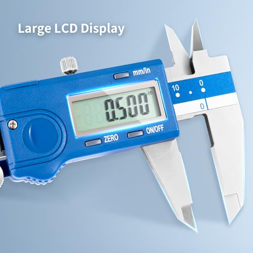 Dasqua Left-Handed Digital Caliper 0-6"/0-150mm Stainless Steel with Large LCD Screen, Dual Unit in/mm, Accuracy ±0.0015"/0.03mm, Resolution 0.0005"/0.01mm, High Precision Caliper Measuring Tool