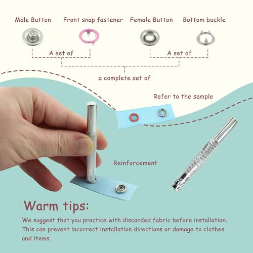 SHRJ 800Pcs Metal Snaps Buttons Kit Multicolor Hollow Sewing Snaps with Fastener Pliers Press Tool Prong Snap Buttons for Bags Clothes Sewing DIY Crafts(200 Sets, 9.5mm) - style: 200 Sets(Hollow)