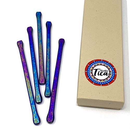 studioTica Handmade Glass Swizzle Sticks: Midnight Fire, Set of 5 - color: Midnight Fire