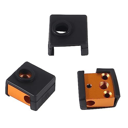 3D Printer Parts Silicone Socks+Aluminum CR-10 Heater Block+Stainless Steel Throat for MK7 MK8 Extruder Hotend Kits for Ender 3/Ender 3 Pro/Creality CR-10 /CR10S /S4 /S5 (4 Sets)