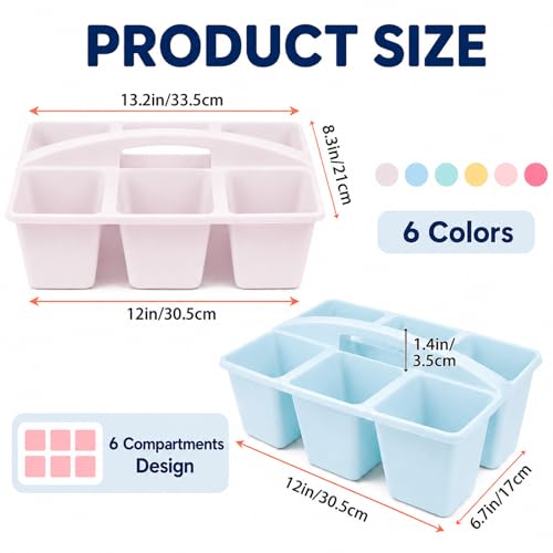 6 Pack Classroom Caddy with Handle, 6 Compartment (Pink Purple) - color: Pink Purple