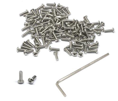 iexcell 100 Pcs M2.5 x 8mm Thread Pitch 0.45 mm Stainless Steel 304 Hex Socket Button Head Cap Screws Bolts Kit - size: M2.5 x 8mm