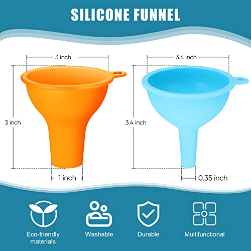 Silicone Funnels 4 Pieces Wide Mouth Funnel Small and Large, Multi Color