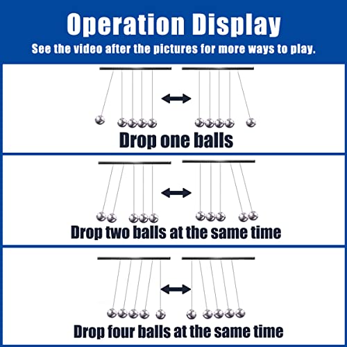 Newtons Cradle Balance Pendulum, Swinging Kinetic Balls, Fun Science Physics Accessories for Adults, Calm Down Fidgets Kit, Desk Toys for Stress Relief, Office Desk Decoration (Large Black) - size: Large - 5 Balls