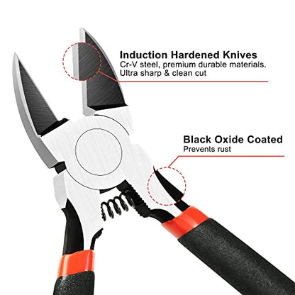 BOENFU Wire Cutters Heavy Duty 5 Pack Side Cutters Wire Snips Flush Cut Pliers Metal Cutting Tool for Crafting, Floral, Artificial Flowers, Chicken Wire, Electrical, 6 Inches - color: 6 Inches - 5 Pack - Black Handle