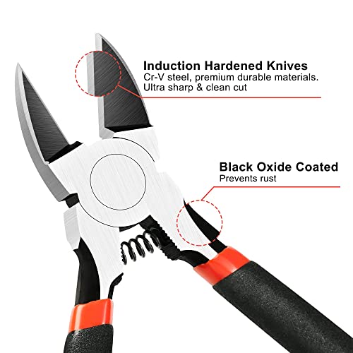 BOENFU Wire Snips Floral Wire Cutter Jewelry Wire Snippers 2 Pack Flush Cut Pliers Side Cutters Metal Cutting Tool for Crafting, Floral, Artificial Flowers, Chicken Wire, Electrical, 6 Inches - color: 6 Inches - 2 Pack - Black Handle