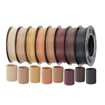 Wood PLA 3D Printer Filament Bundle, Over 30% Real Wood Fiber - color: Walnut+ebony+oak+mahogany+light Wood+teak+yellow Teak+brown Teak