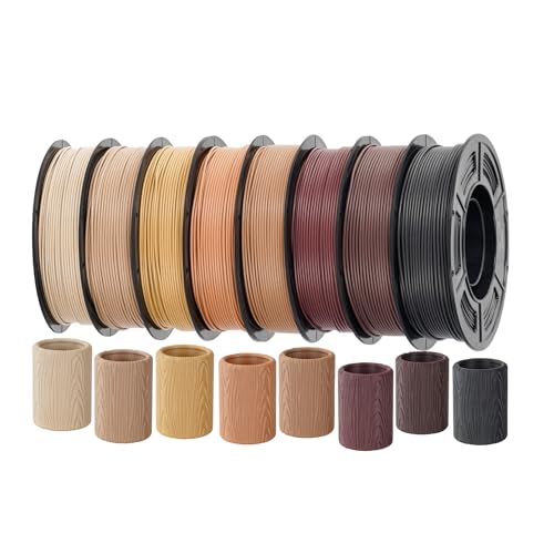 Wood PLA 3D Printer Filament Bundle, Over 30% Real Wood Fiber - color: Walnut+ebony+oak+mahogany+light Wood+teak+yellow Teak+brown Teak