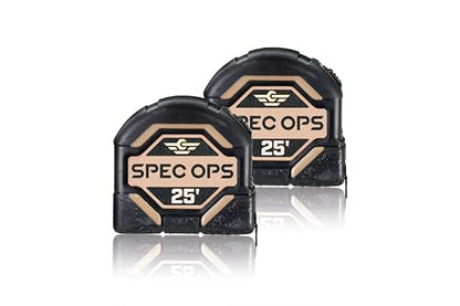 Spec Ops Tools Tape Measure for Measuring & Layout, 1 1/8" Double-Sided Blade and Military-Grade Composite Case, 25 Foot (2) (Retail) - size: 25' (2) (Retail)
