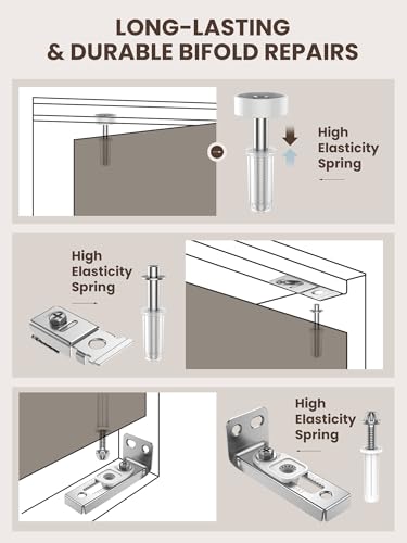 Bifold Door Hardware Repair Kit - 1 Pack Bi-fold Closet Barn Door Hardware Kit for 7/8" to 1" Track, Folding Pocket Door Replacement Parts Set Include Top Bottom Pivots Bracket and Guide Wheel - size: 1 Pack