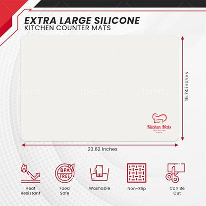 Large White Heat Resistant Mat For Kitchen Countertop, 23"x15" - color: Translucent White