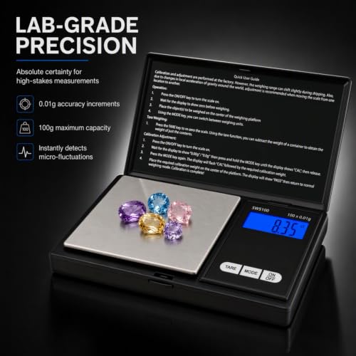 Smart Weigh Digital Pocket Scale, 100g x 0.01g, Jewelry and Coins - size: 100g / 0.01g