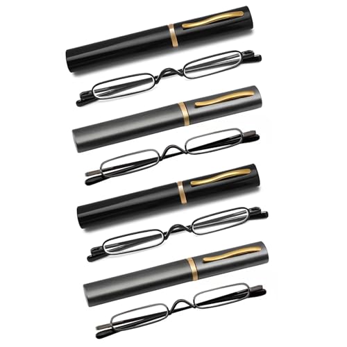 Mini Slim Pen Reading Glasses, 2 Black+2 Gunmetal, 2.00 - color: Z4-two Black+two Gunmetal