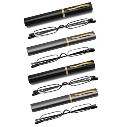 Mini Slim Pen Reading Glasses, 2 Black+2 Gunmetal, 2.00 - color: Z4-two Black+two Gunmetal