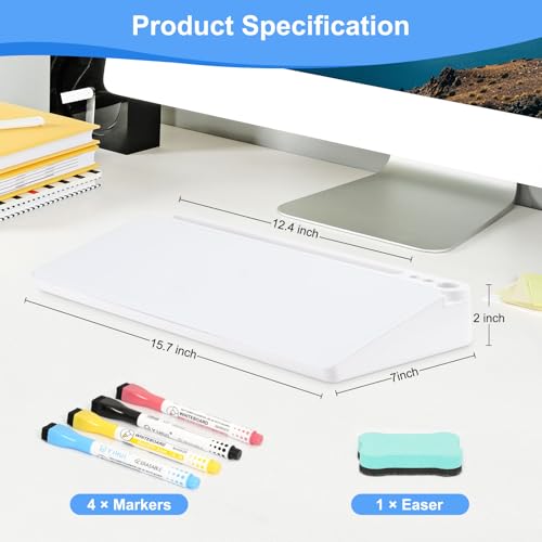 Desktop Glass Whiteboard with Storage, Desk Dry Erase White Board Stand - color: Organizer-all White