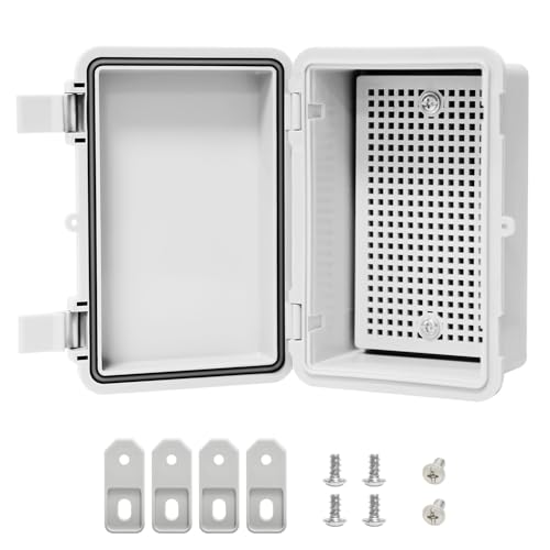 Junction Box, ABS Plastic, IP65 Waterproof Dustproof Universal Electrical Enclosure, Hinged Shell Outdoor and Indoor Usage Project Box, 5.9"x 3.9"x 2.8"(150x100x70mm), Grey - size: 5.9" x 3.9"x 2.8" (1pc)