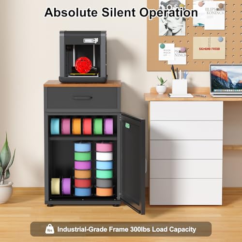 3D Printer Stand with Dehumidifier, Stores Up to 40 Filament Rolls - color: Black