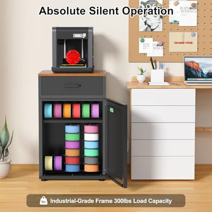 3D Printer Stand with Dehumidifier, Stores Up to 40 Filament Rolls - color: Black