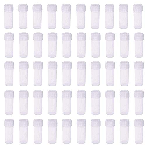 5ml Plastic Test Tubes Small Bottle Vial Storage Vial Storage Container for Lab -50pcs - color: Clear