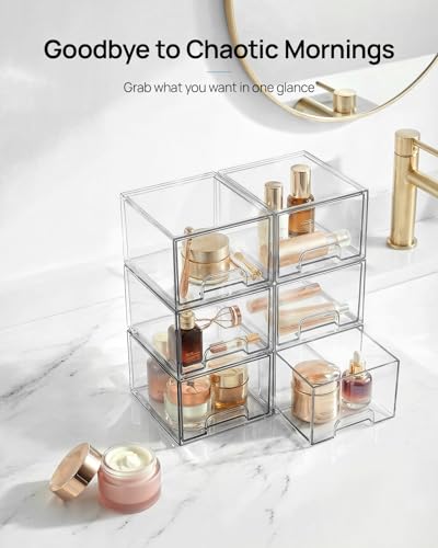 Vtopmart 10 Pack Small Clear Stackable Storage Drawers - style: Small-10pack-Clear
