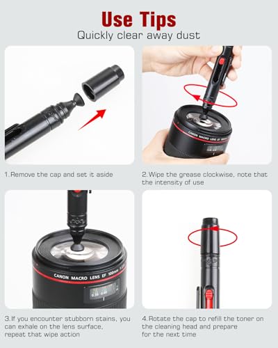14-in-1 Camera Lens Cleaning Kit - Mirrorless & DSLR Sensor Cleaning Kit for Canon, Sony, Nikon Including Lens Blower, Detergent, Swabs, Cloth, Pen, Brush - size: 14 IN 1