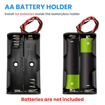SDTC Tech 4-Pack 2/4/6/8 x AA Battery Holder with Wire Leads 3/6/9/12 Volt Battery Case Box Kit for Arduino Project Led Circuit Experiment - color: 2/4/6/8 Slot Kit