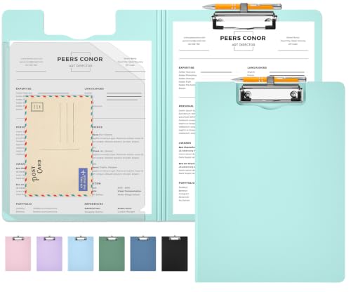 Sooez Foldable Clipboard Folder, A4 Folding Clip Board with Pen Loop - color: Mint Green