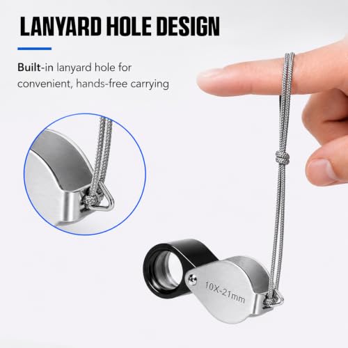 14X Hastings Jewelers Loupe, Mini Triplet Loupe with 12mm Triplet Lens, Stainless Steel Body, Foldable Design, Protective Pouch, Pocket Size Jewelry Loop Magnifier for Gemstone & Coin Collecting