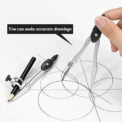 Unjoo Math Geometry Kit Sets 10 Piece Student Supplies, Compass Set, Black - color: Black1