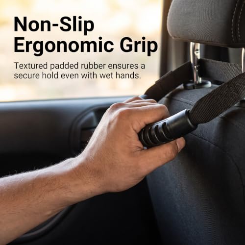 2 PCS Car Headrest Grab Handles, Heavy‑Duty Metal Reinforced Hand Hold Grips, Secure Non‑Slip Passenger Grip Strap, Interior Roof Grab Handles, Compatible with 2007‑2026 Wrangler JK JL JT