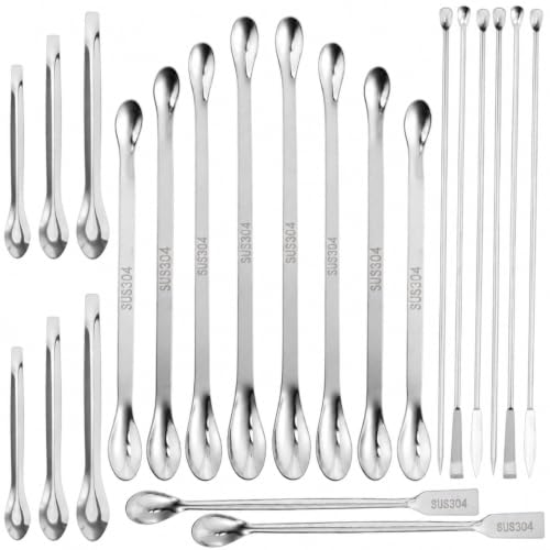 22 Pcs Stainless Steel Micro Scoop Set, Mini Lab Spatula