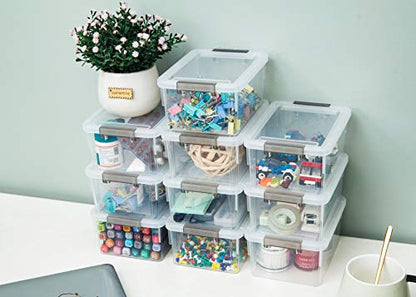Citylife 6Packs 1.3Qt Small Storage Bins with Lids,Stackable Clear - color: Clear White, size: 1.3 QT(6 Pack)