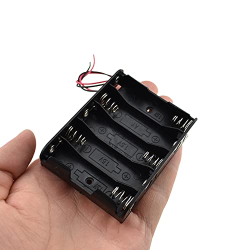 HAHIYO 7.5V 5AA Battery Holder Bundle Series with Wire Sturdy Clapm Flexible Springs Contact Build-in Harnesses Batteries Black Case Easy Install 3 Pieces for Wall Clocks Ham Radio Kids Toys - style: Without cover-5AA-3P