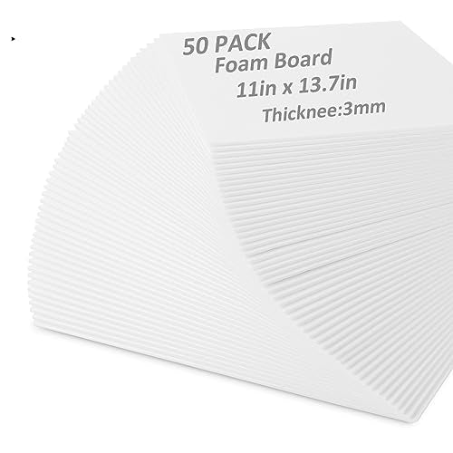 50 Pack White Foam Board 11" x 13.7",1/8" Thick Foam Core Board - size: 11x13.7inch-50pcs