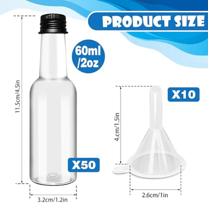 50 Pack 2 oz Mini Liquor Bottles,Plastic Alcohol Shot Bottles - size: 50 Pack 2oz