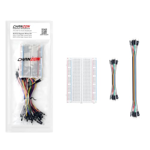 Chanzon 1pcs Solderless Breadboard | 40pcs 24AWG MM Jumper Wires - size: 400 Points
