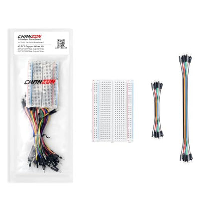 Chanzon 1pcs Solderless Breadboard | 40pcs 24AWG MM Jumper Wires - size: 400 Points