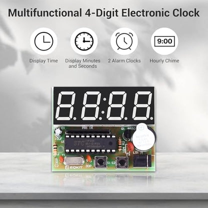 MiOYOOW 4-Digit Digital Clock Kits with PCB, DIY Alarm Clock Soldering Project Kit for Learning Electronics Soldering Practice with English Instructions - color: 1 Pack-4 Digit Clock Kit(0.56 Inch)